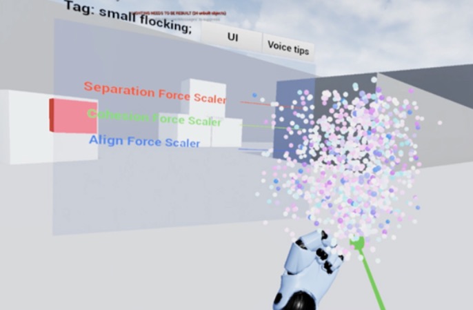 The Meng environment with a user controlling a swarm of agents.